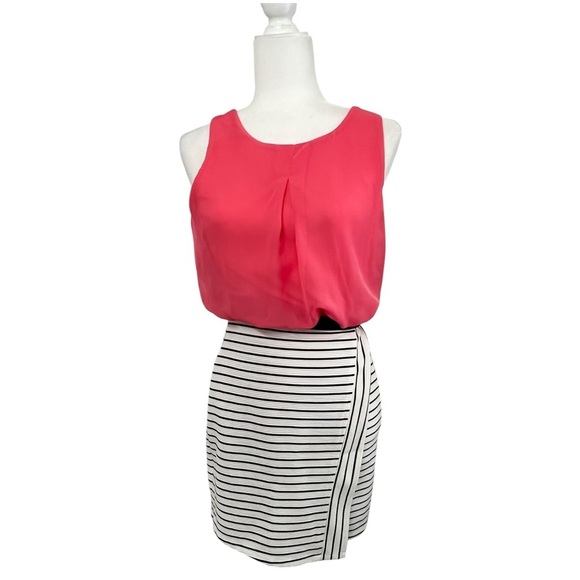 Speechless Coral, Black and White Striped Pencil Skirt Dress - Picture 1 of 13
